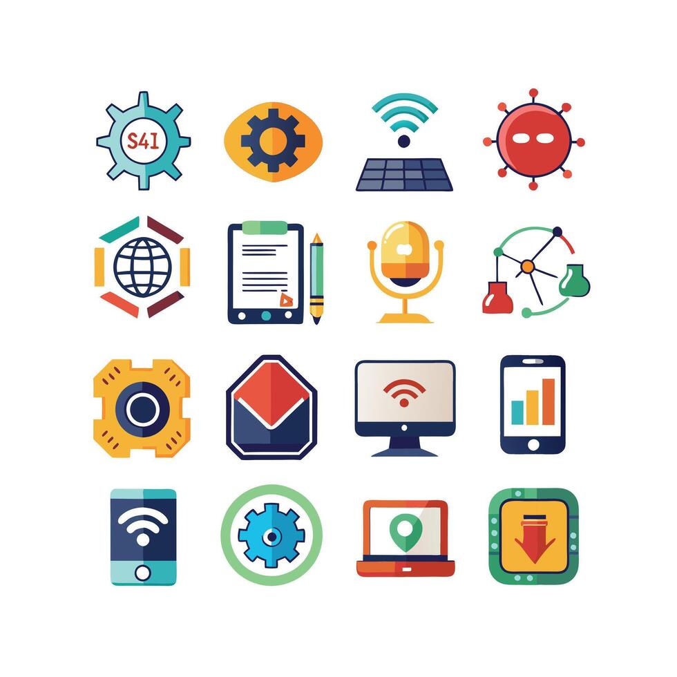 Technology Icon Set Illustration for Documents, Websites and Mobile Applications vector
