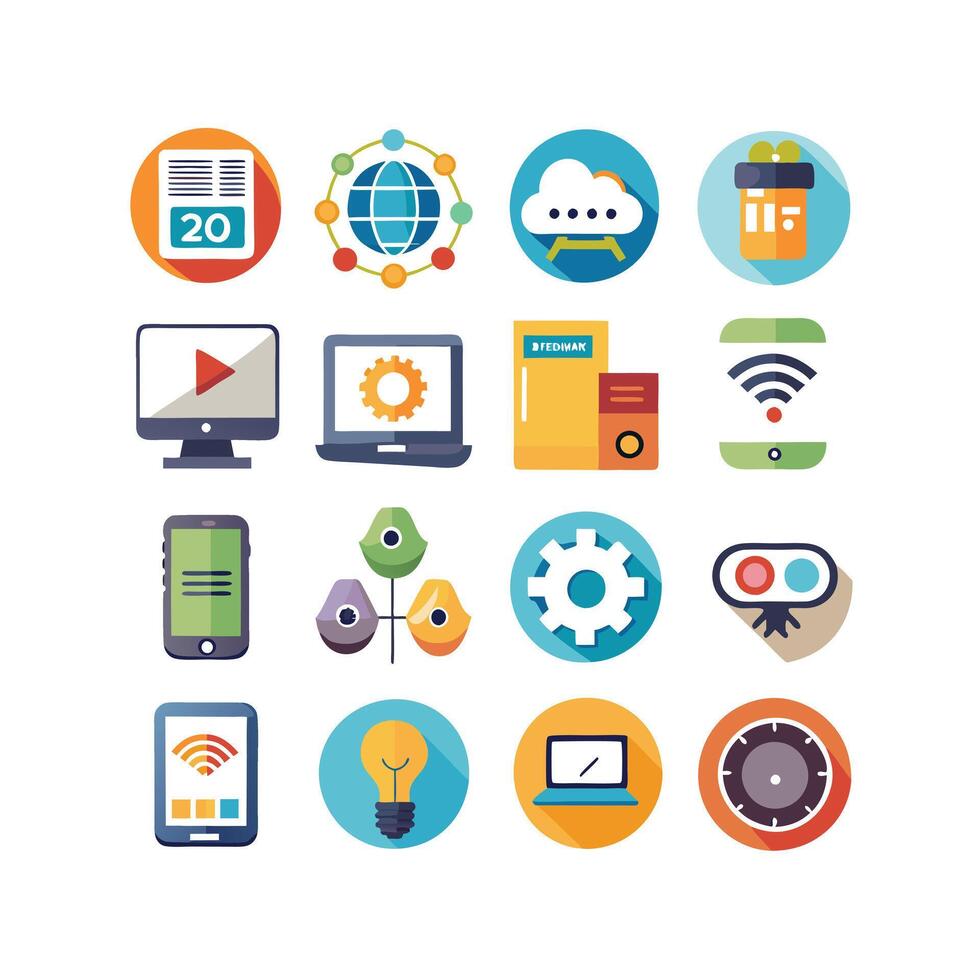 Technology Icon Set Illustration for Documents, Websites and Mobile Applications vector