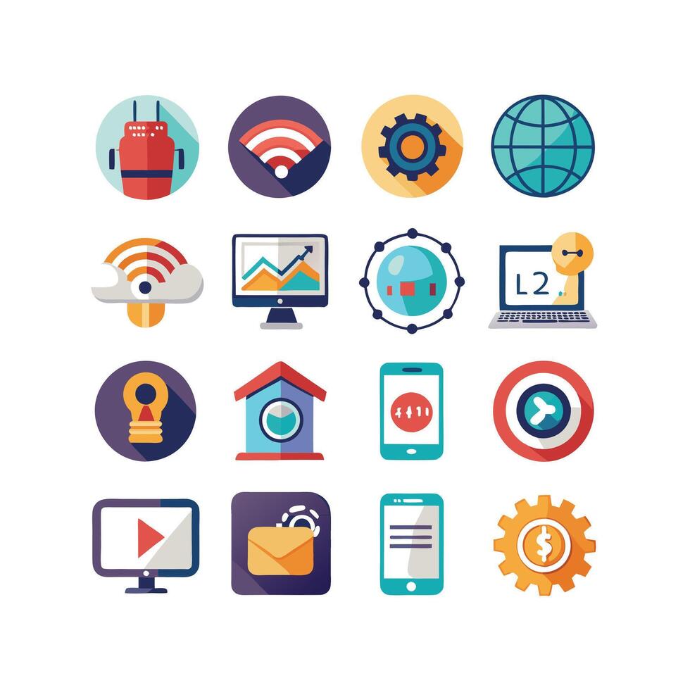 Technology Icon Set Illustration for Documents, Websites and Mobile Applications vector