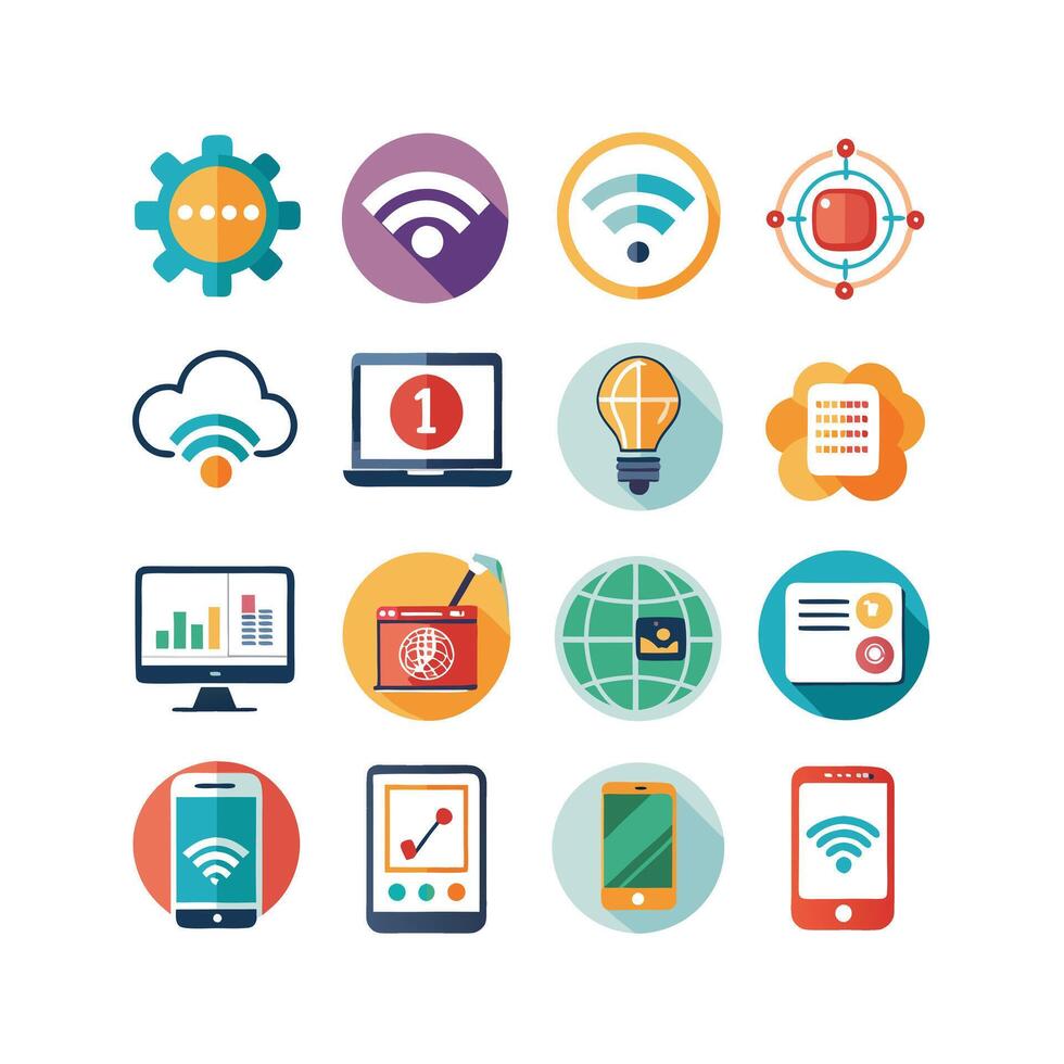 Technology Icon Set Illustration for Documents, Websites and Mobile Applications vector