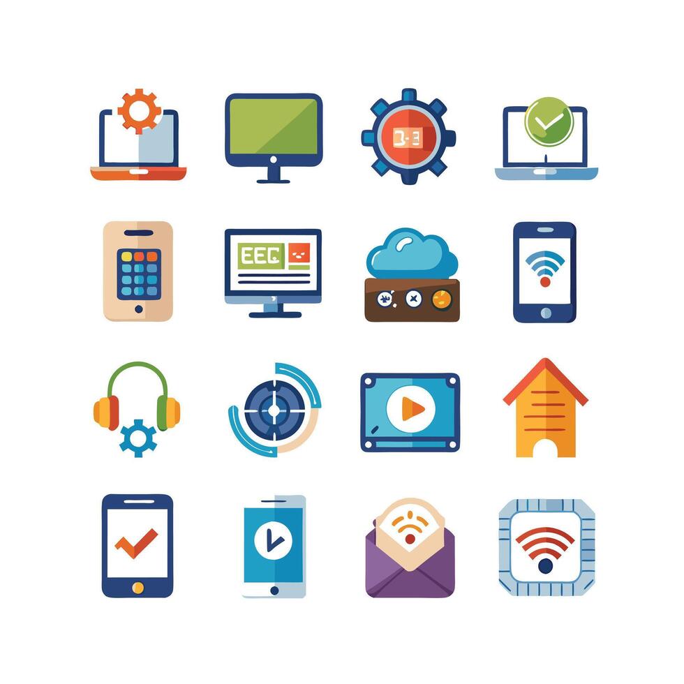 Technology Icon Set Illustration for Documents, Websites and Mobile Applications vector