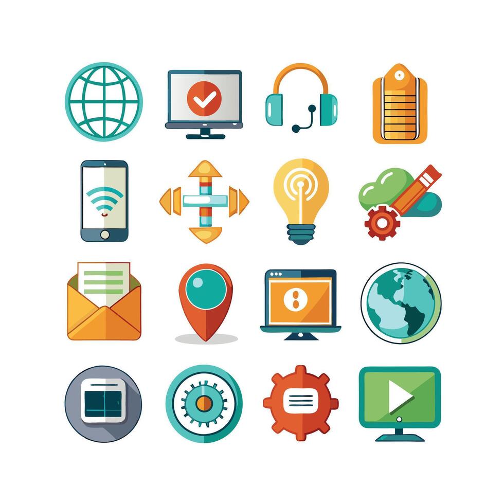 Technology Icon Set Illustration for Documents, Websites and Mobile Applications vector