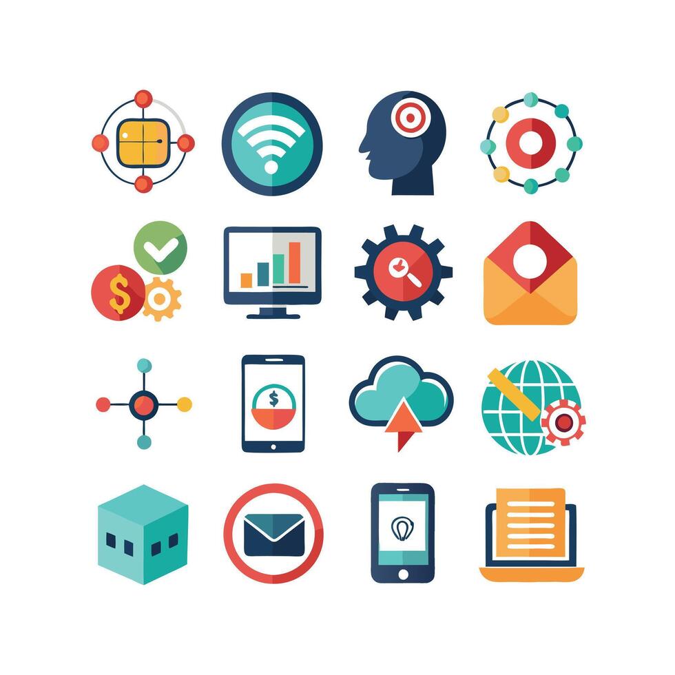 Technology Icon Set Illustration for Documents, Websites and Mobile ...