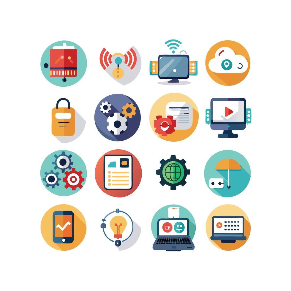 Technology Icon Set Illustration for Documents, Websites and Mobile Applications vector