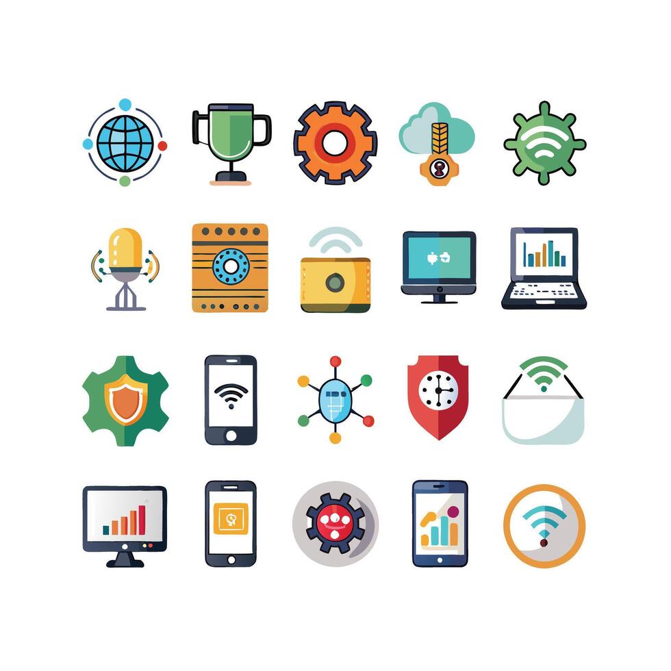 Technology Icon Set Illustration for Documents, Websites and Mobile Applications vector