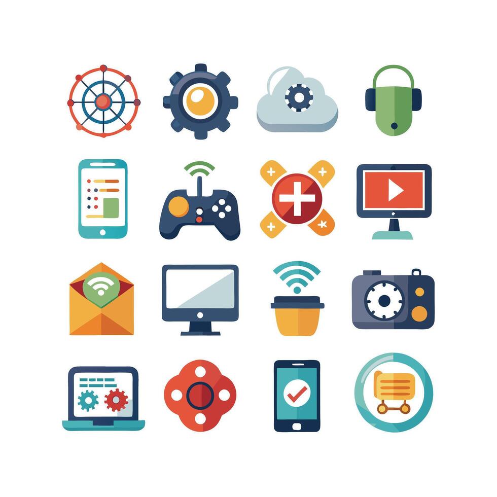 Technology Icon Set Illustration for Documents, Websites and Mobile Applications vector