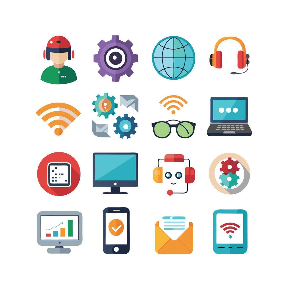 Technology Icon Set Illustration for Documents, Websites and Mobile Applications vector