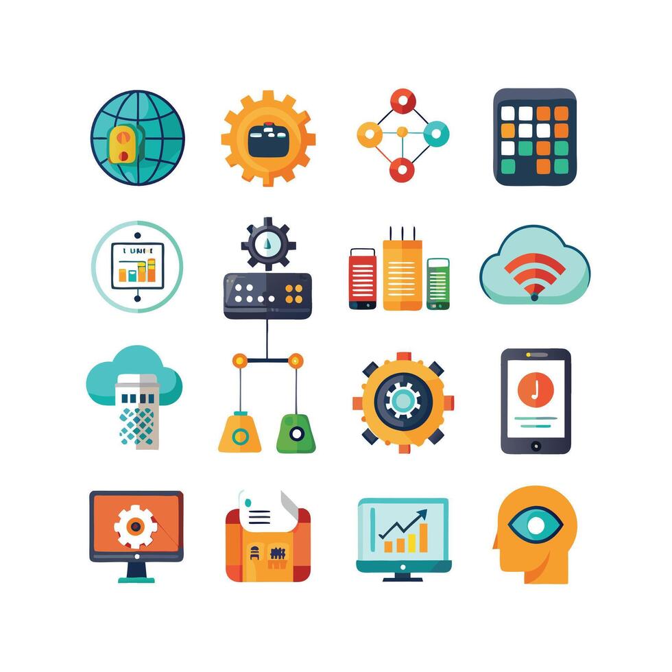 Technology Icon Set Illustration for Documents, Websites and Mobile Applications vector
