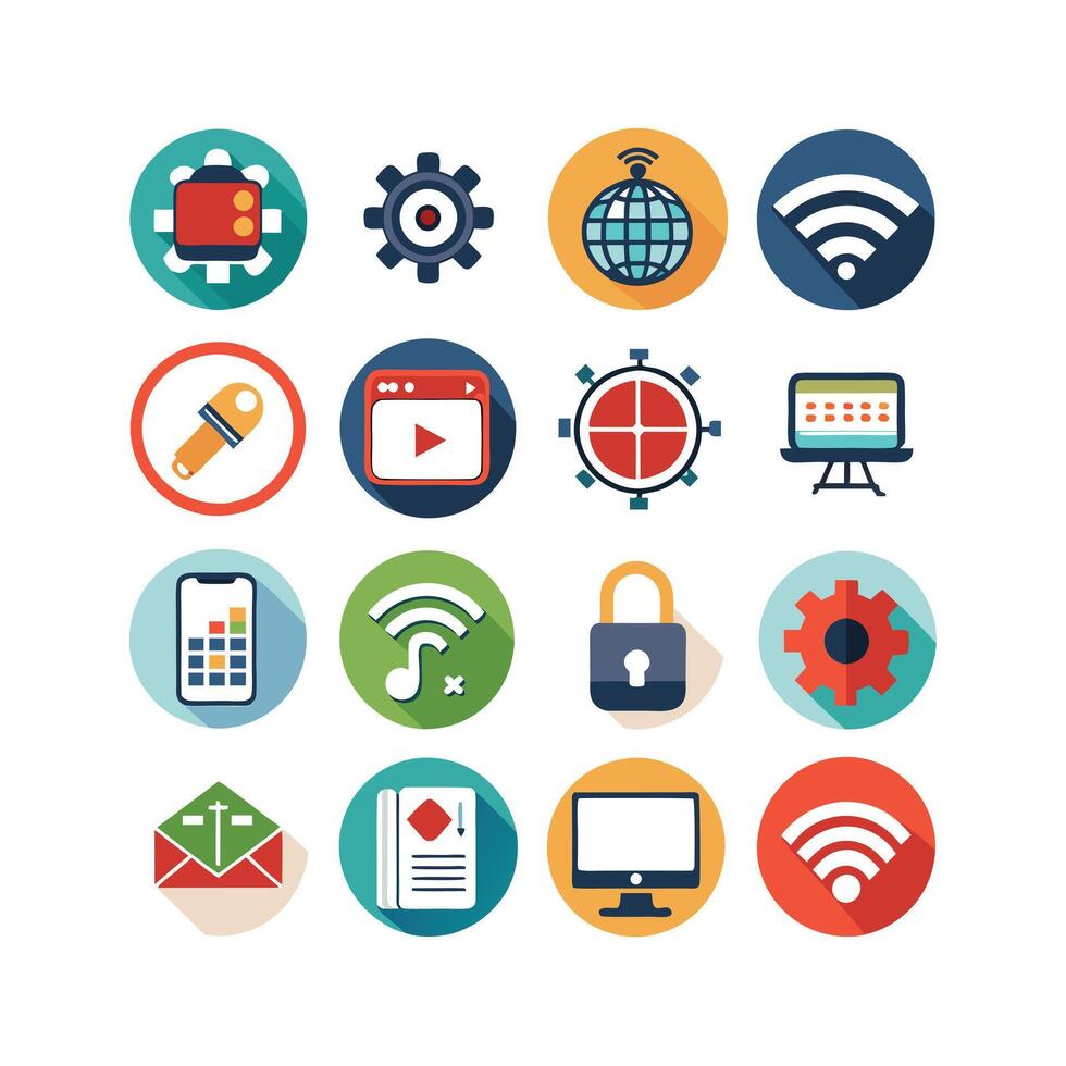 Technology Icon Set Illustration for Documents, Websites and Mobile Applications vector