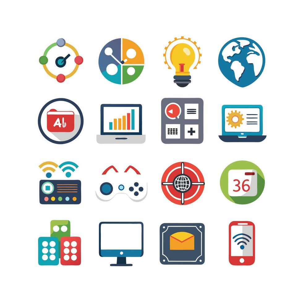 Technology Icon Set Illustration for Documents, Websites and Mobile Applications vector