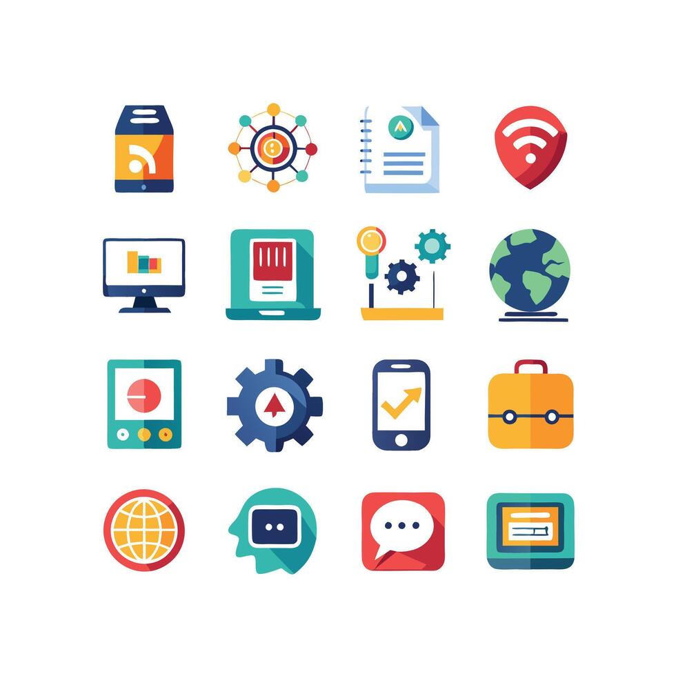 Technology Icon Set Illustration for Documents, Websites and Mobile Applications vector