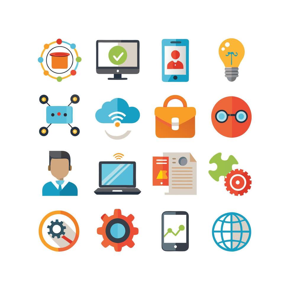 Technology Icon Set Illustration for Documents, Websites and Mobile Applications vector