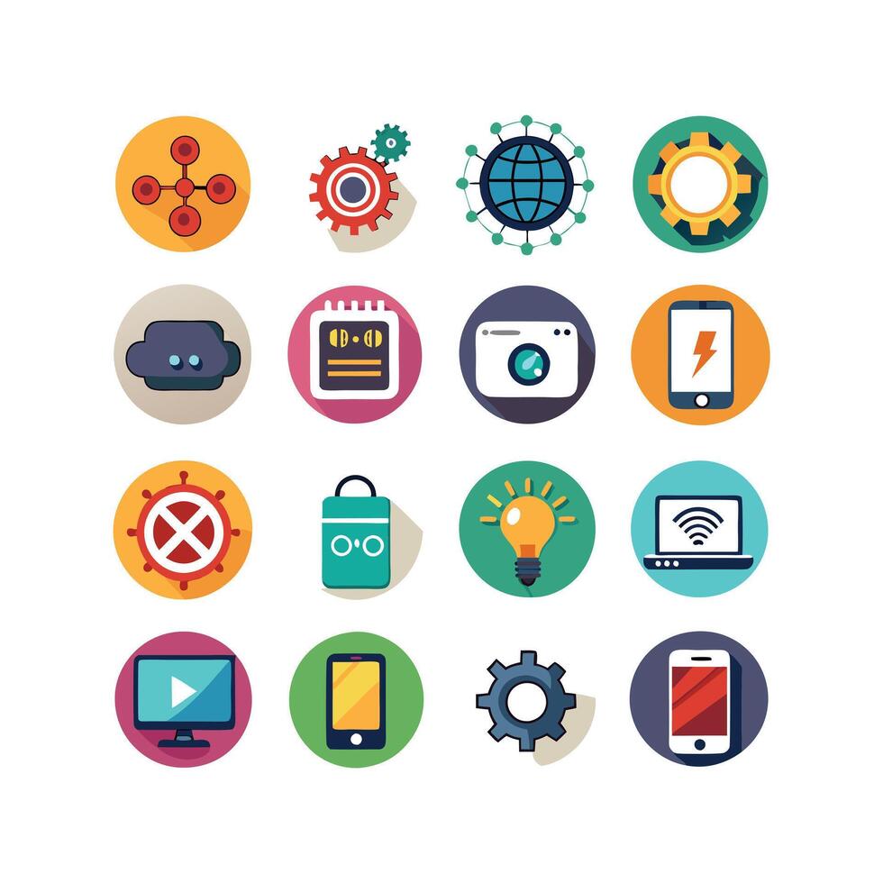 Technology Icon Set Illustration for Documents, Websites and Mobile Applications vector