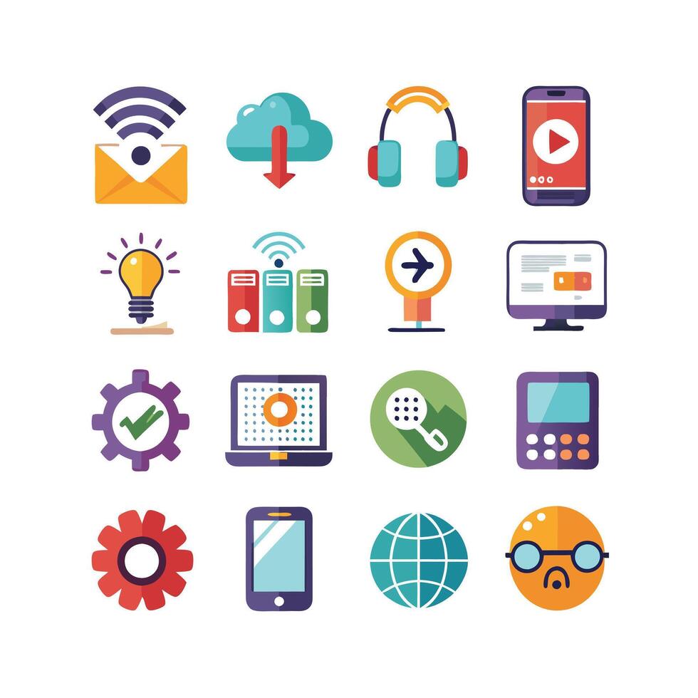Technology Icon Set Illustration for Documents, Websites and Mobile Applications vector