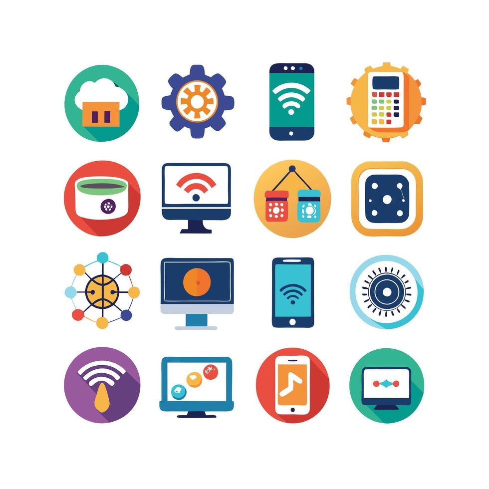 Technology Icon Set Illustration for Documents, Websites and Mobile Applications vector