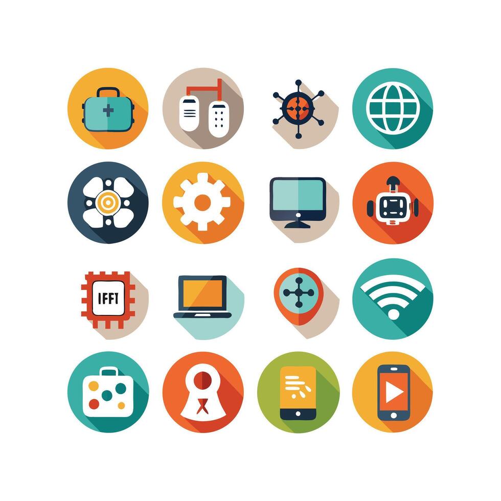 Technology Icon Set Illustration for Documents, Websites and Mobile Applications vector