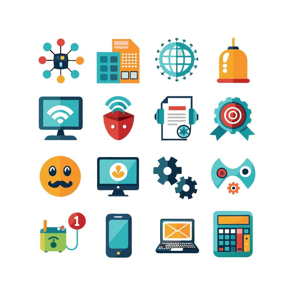 Technology Icon Set Illustration for Documents, Websites and Mobile Applications vector