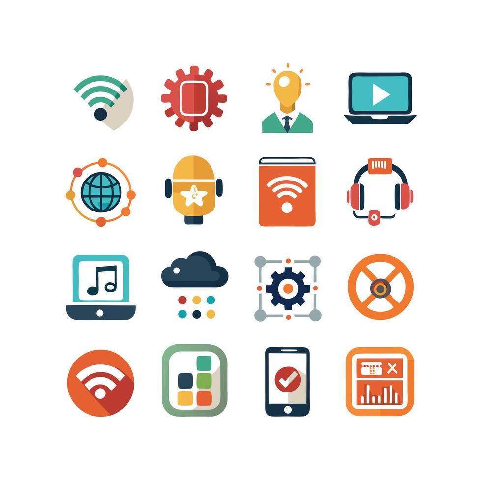 Technology Icon Set Illustration for Documents, Websites and Mobile Applications vector