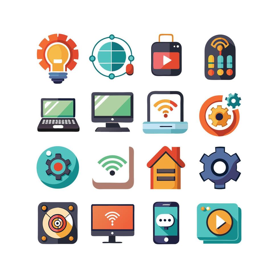 Technology Icon Set Illustration for Documents, Websites and Mobile Applications vector