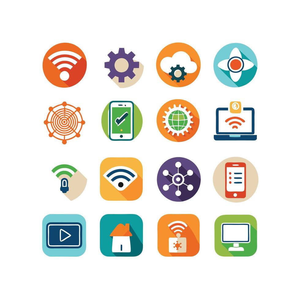 Technology Icon Set Illustration for Documents, Websites and Mobile Applications vector