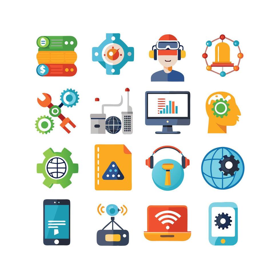 Technology Icon Set Illustration for Documents, Websites and Mobile Applications vector