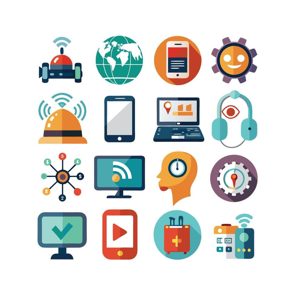 Technology Icon Set Illustration for Documents, Websites and Mobile Applications vector