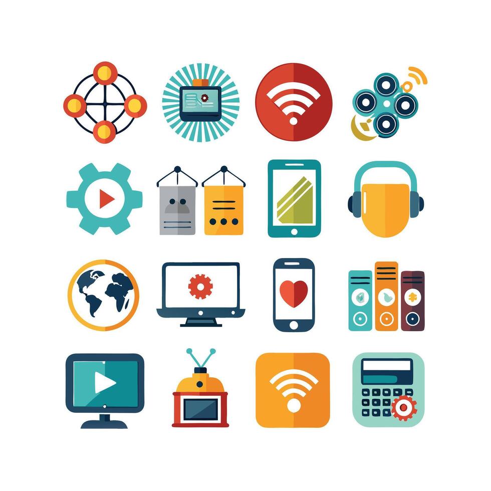 Technology Icon Set Illustration for Documents, Websites and Mobile Applications vector