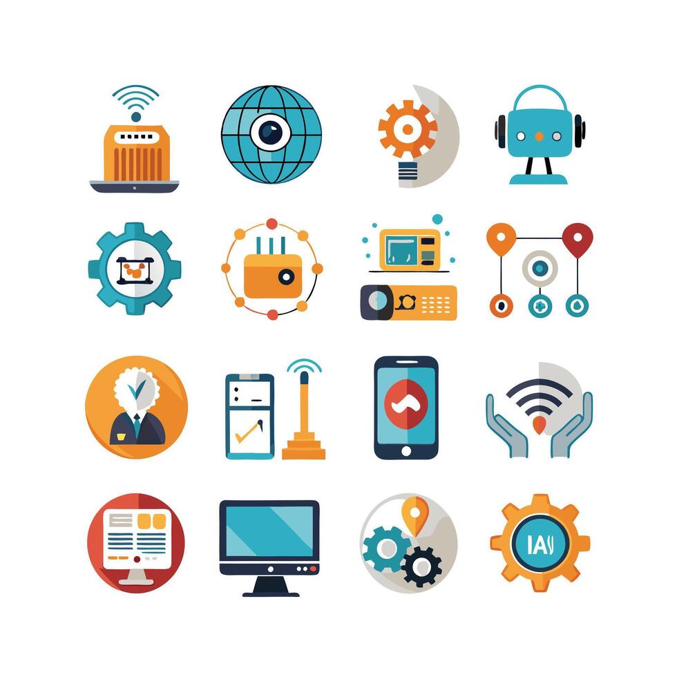 Technology Icon Set Illustration for Documents, Websites and Mobile Applications vector