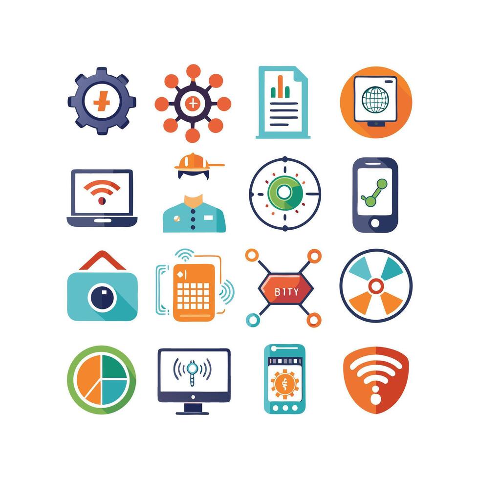 Technology Icon Set Illustration for Documents, Websites and Mobile Applications vector