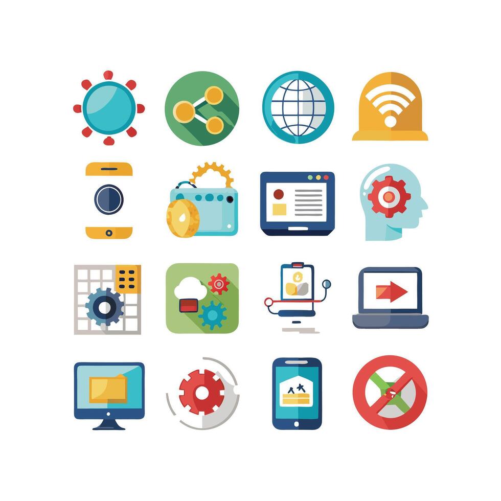 Technology Icon Set Illustration for Documents, Websites and Mobile Applications vector