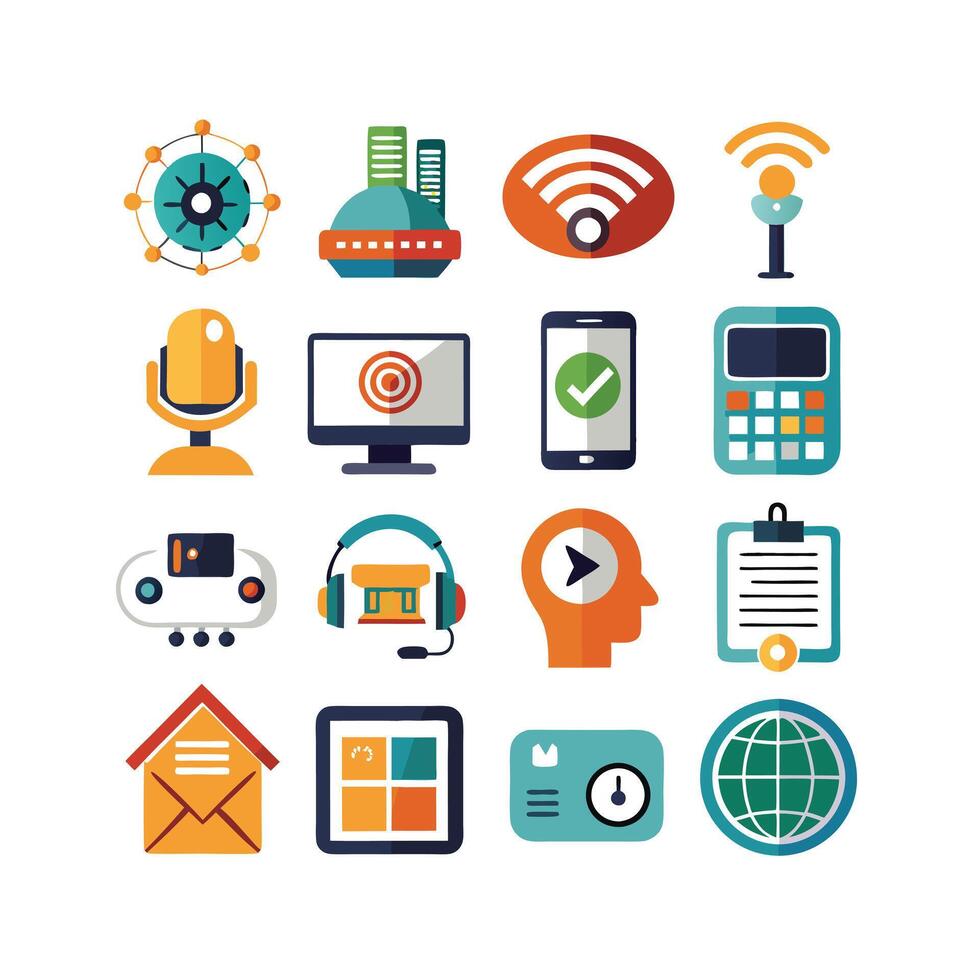 Technology Icon Set Illustration for Documents, Websites and Mobile Applications vector
