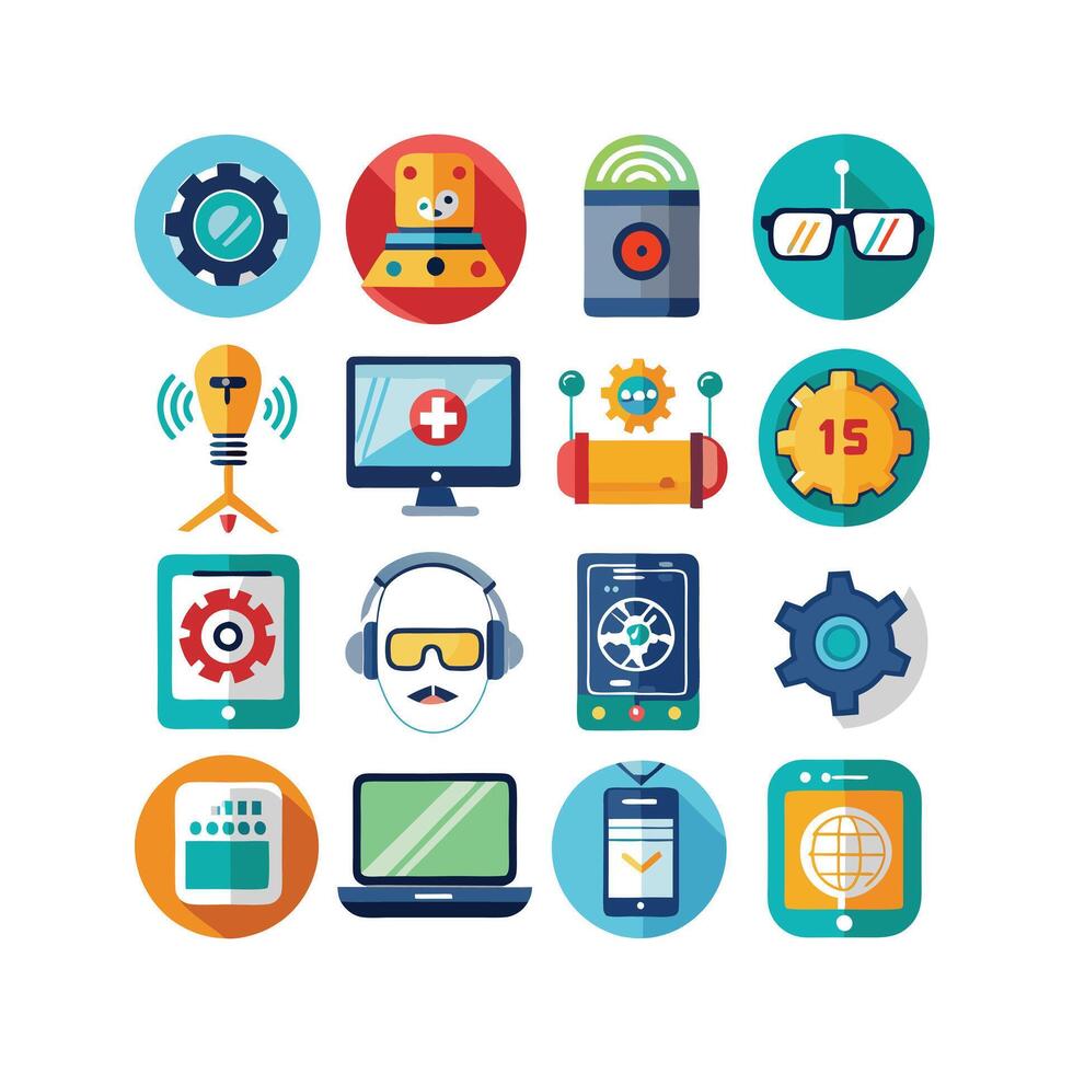 Technology Icon Set Illustration for Documents, Websites and Mobile Applications vector