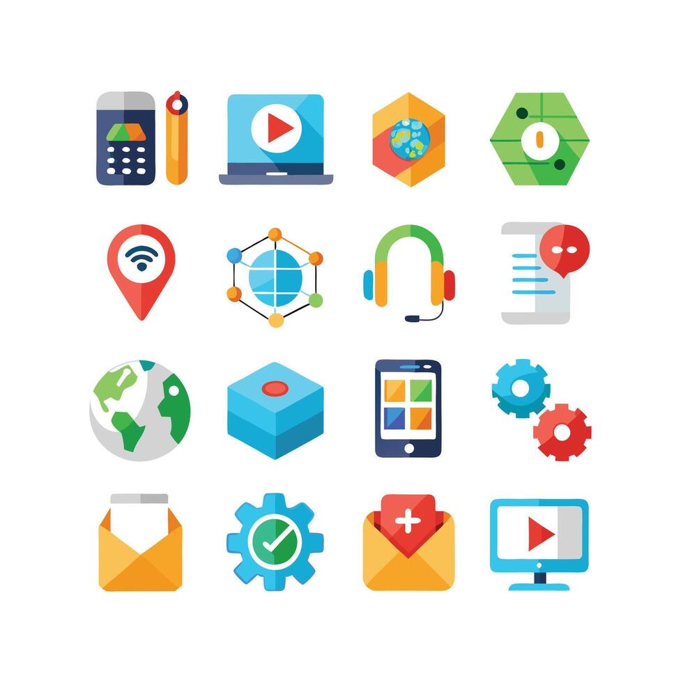 Technology Icon Set Illustration for Documents, Websites and Mobile Applications vector
