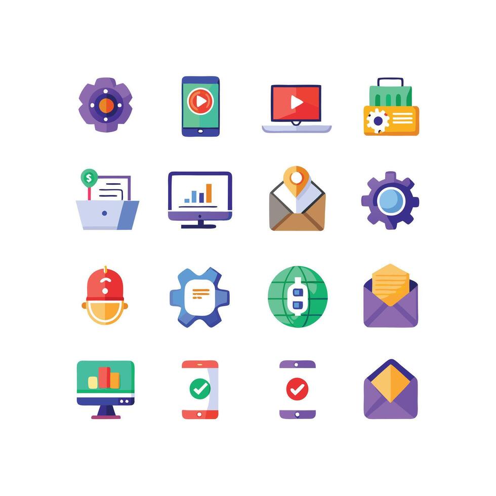 Technology Icon Set Illustration for Documents, Websites and Mobile Applications vector