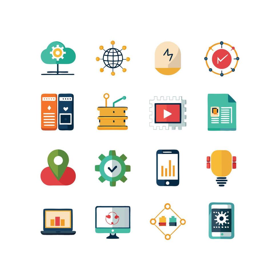 Technology Icon Set Illustration for Documents, Websites and Mobile Applications vector