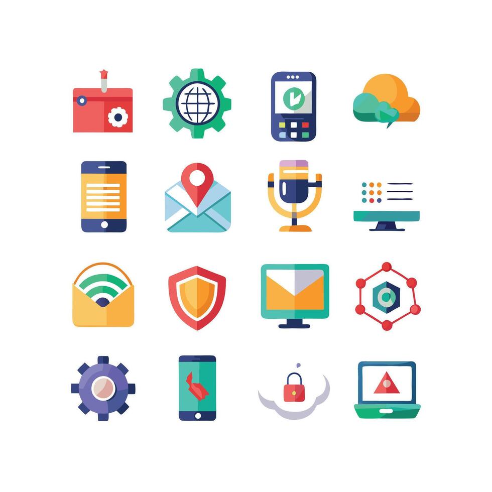 Technology Icon Set Illustration for Documents, Websites and Mobile Applications vector