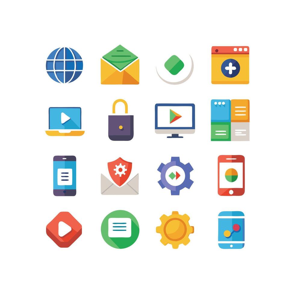 Technology Icon Set Illustration for Documents, Websites and Mobile Applications vector