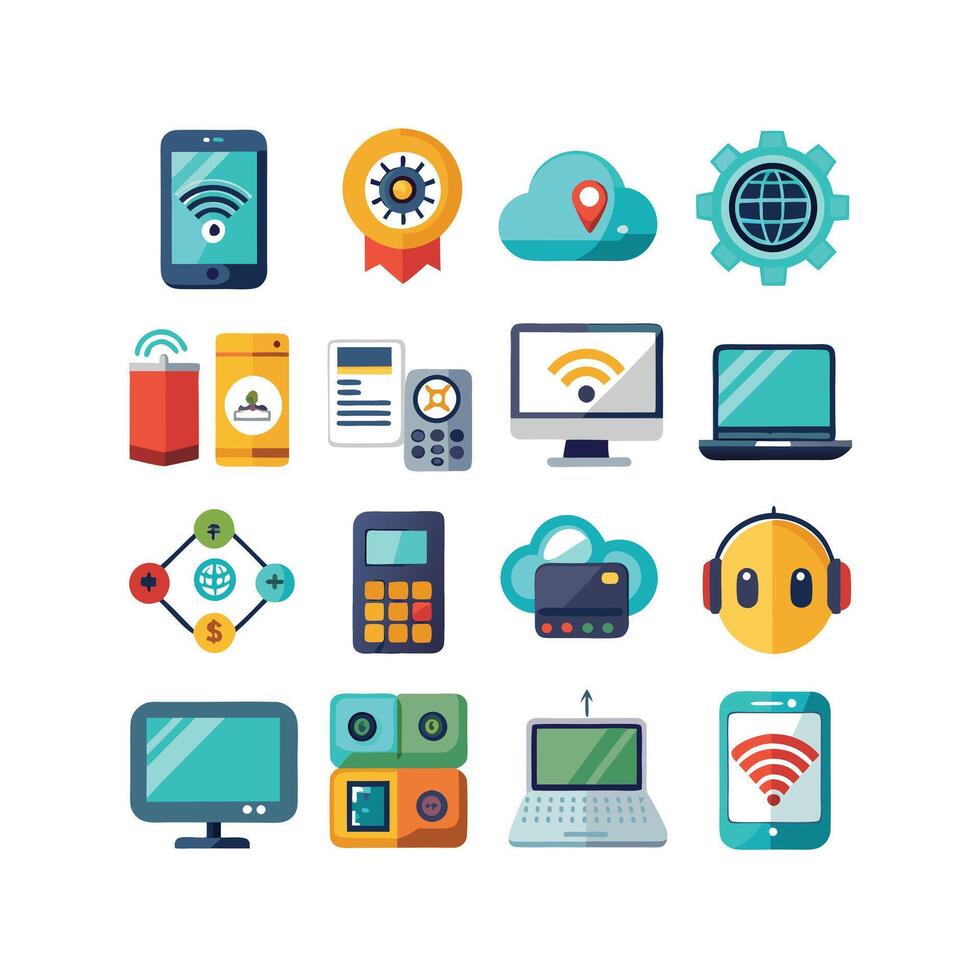 Technology Icon Set Illustration for Documents, Websites and Mobile Applications vector