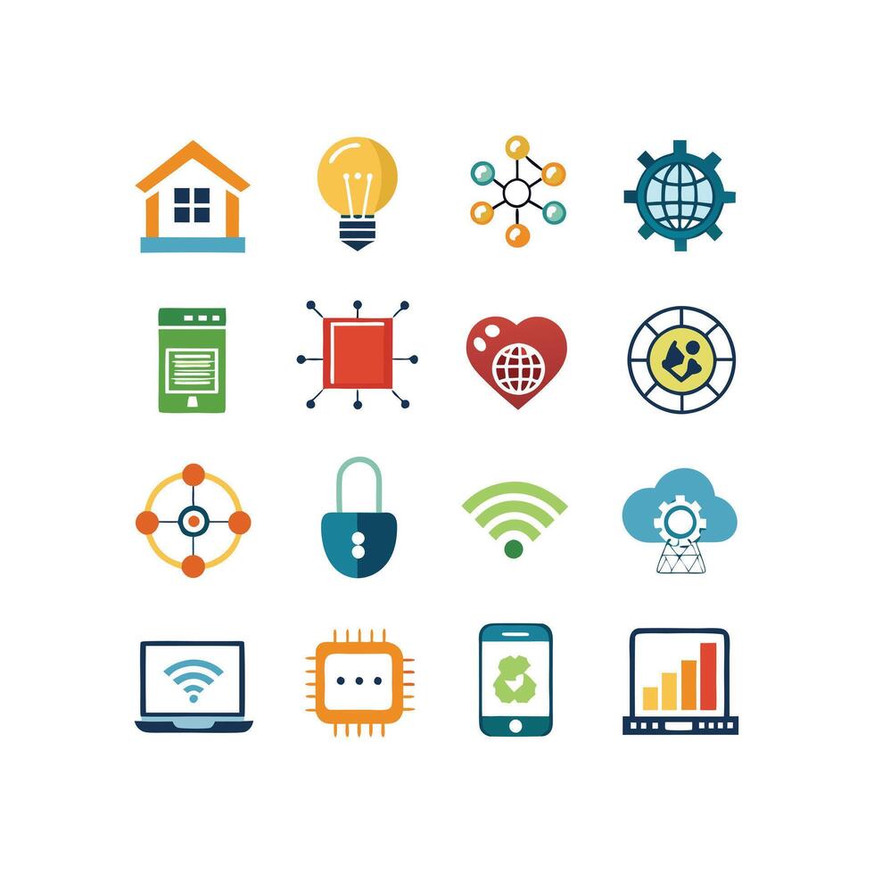 Technology Icon Set Illustration for Documents, Websites and Mobile Applications vector