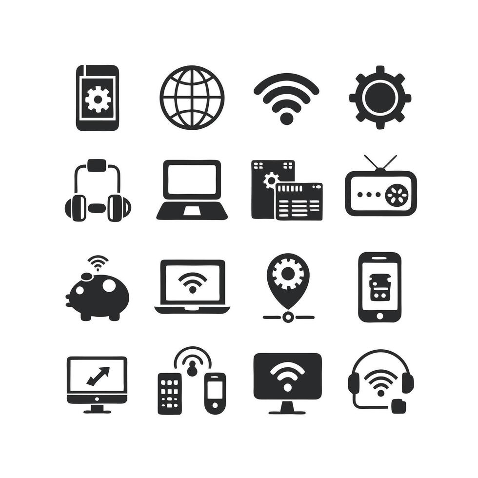 Technology Icon Set Illustration for Documents, Websites and Mobile Applications vector