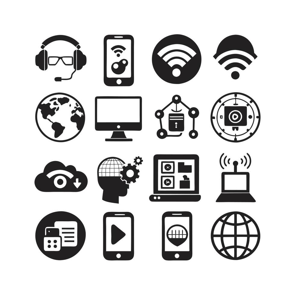Technology Icon Set Illustration for Documents, Websites and Mobile Applications vector