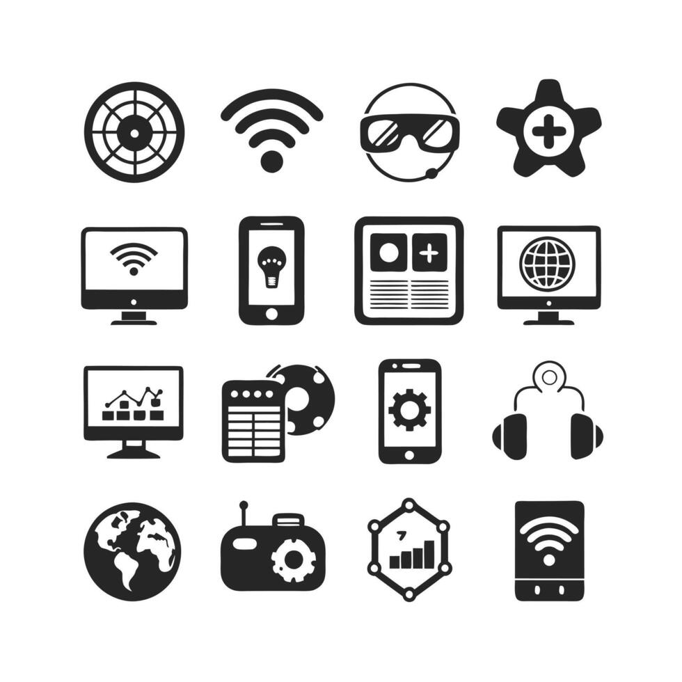 Technology Icon Set Illustration for Documents, Websites and Mobile Applications vector