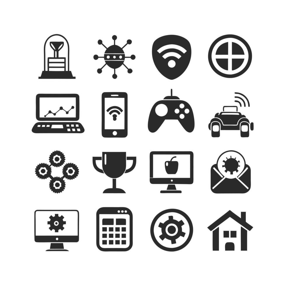 Technology Icon Set Illustration for Documents, Websites and Mobile Applications vector