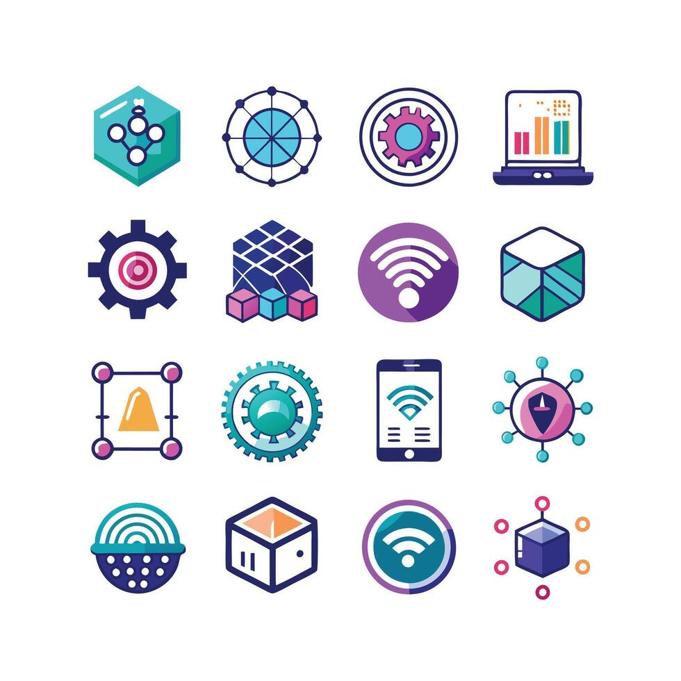 Technology Icon Set Illustration for Documents, Websites and Mobile Applications vector