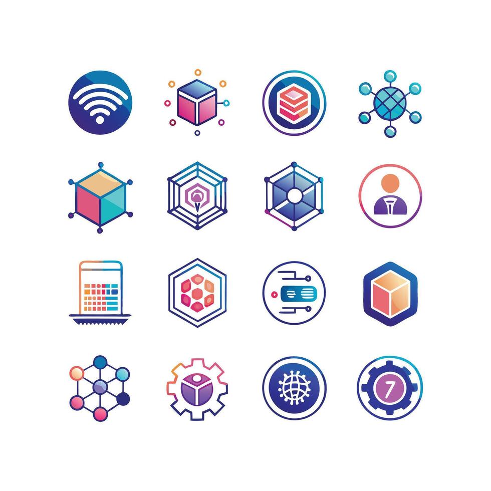 Technology Icon Set Illustration for Documents, Websites and Mobile Applications vector