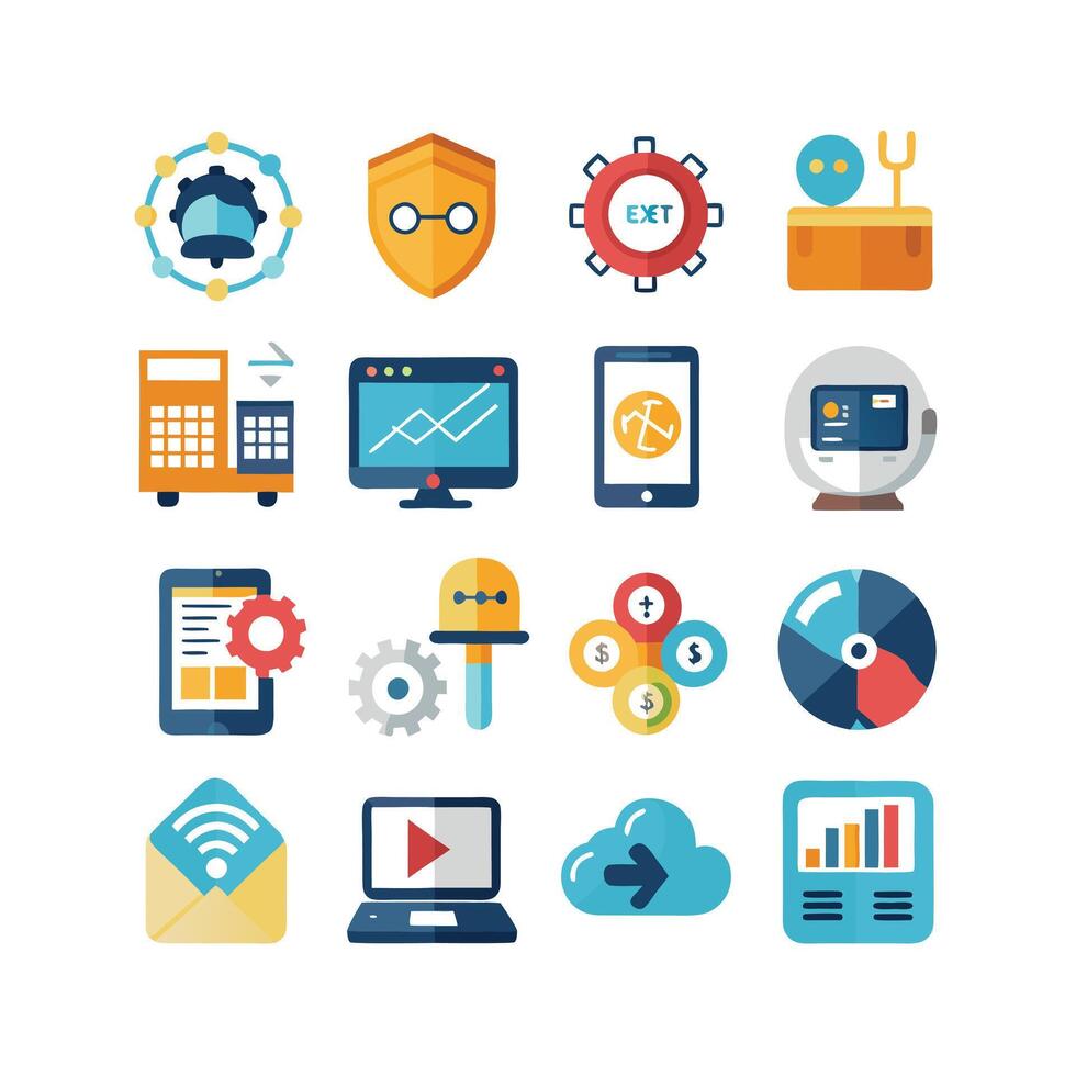 Technology Icon Set Illustration for Documents, Websites and Mobile Applications vector