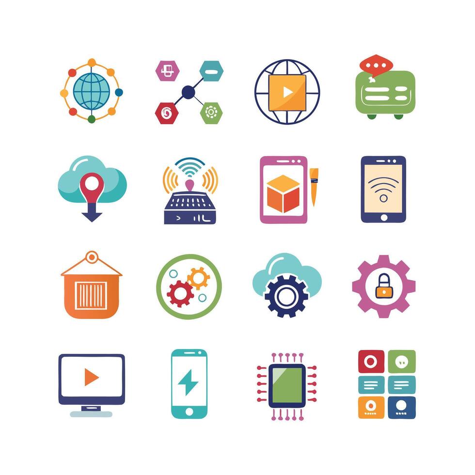Technology Icon Set Illustration for Documents, Websites and Mobile Applications vector