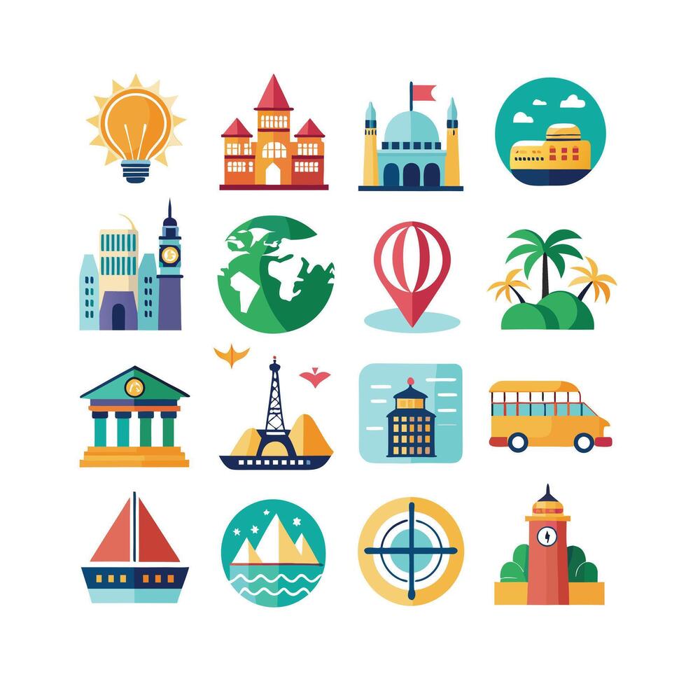 Travel Icon Set Collection for Documents, Websites and Mobile Applications vector