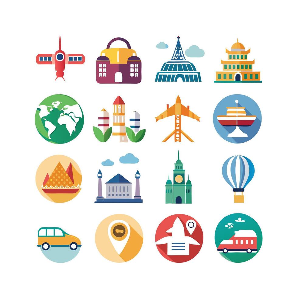 Travel Icon Set Collection for Documents, Websites and Mobile Applications vector