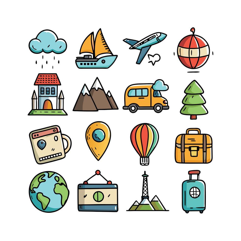 Travel Icon Set Collection for Documents, Websites and Mobile Applications vector
